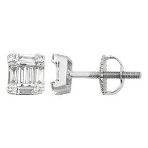 14k Gold 0.36 ct Baguette Diamond Stud Earrings